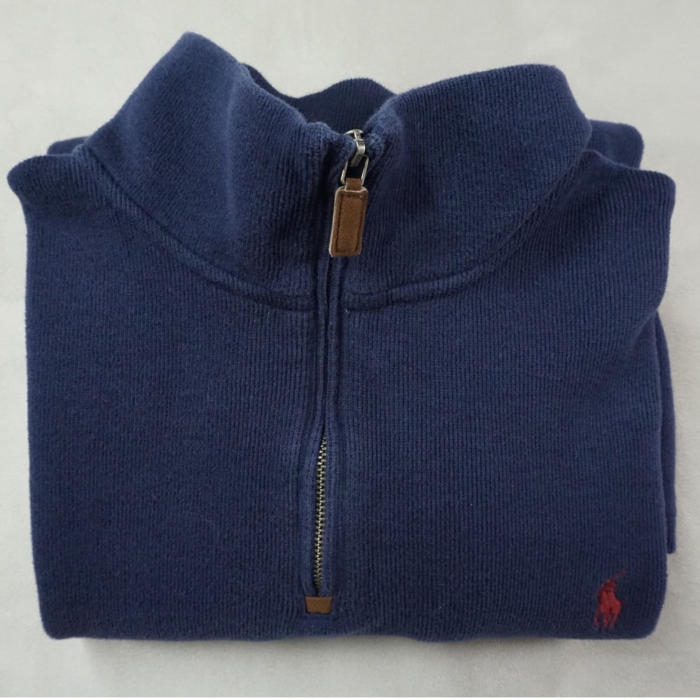 Vintage Polo Ralph Lauren Sweater Mens XXL Quarter Zip Navy Pullover 90s Y2K